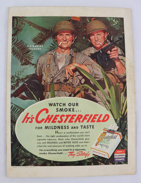 VINTAGE Feb 8 1943 Life Magazine WWII Plane Spotter / Chesterfield Ad