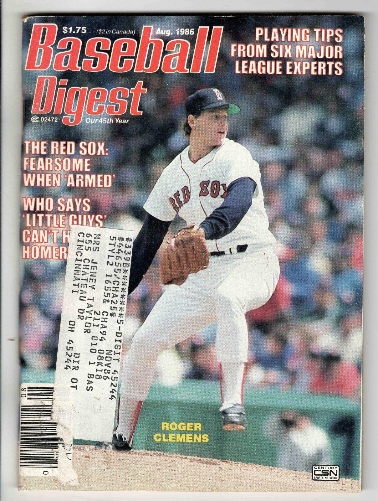 Aug 1986 Baseball Digest Magazine Roger Clemens Red Sox