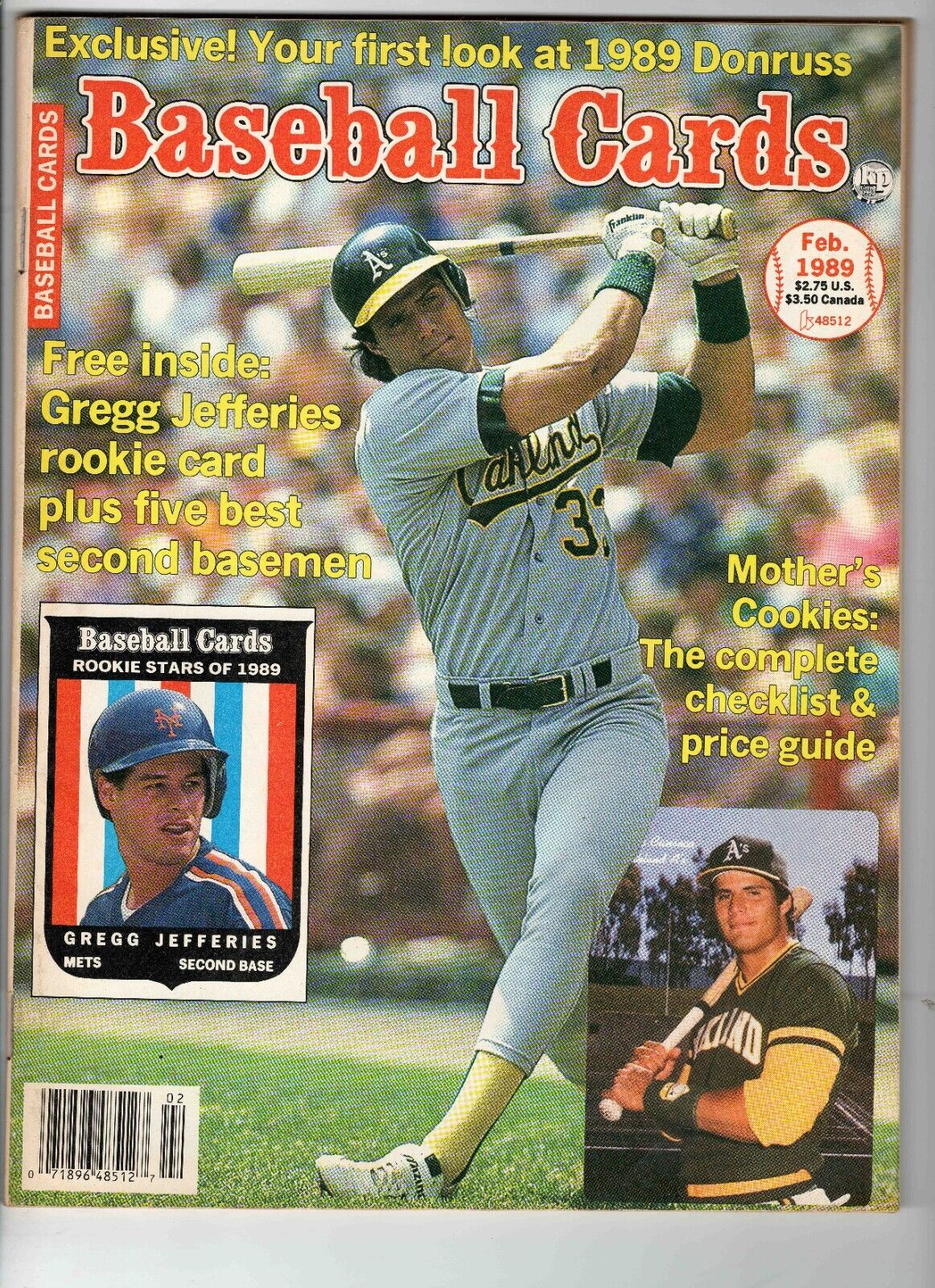 VINTAGE Feb 1989 Baseball Cards Magazine Jose Canseco