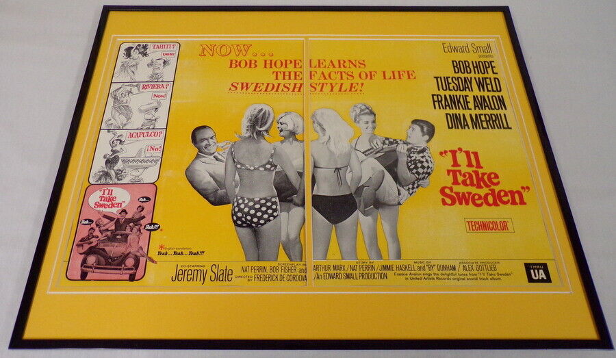 1965 I'll Take Sweden 16x20 ORIGINAL Framed Industry Advertisement Bob Hope