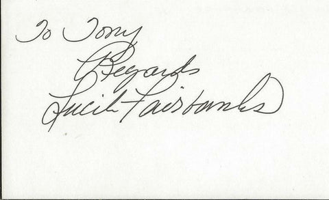 Lucille Fairbanks Signed Vintage 3x5 Index Card JSA 