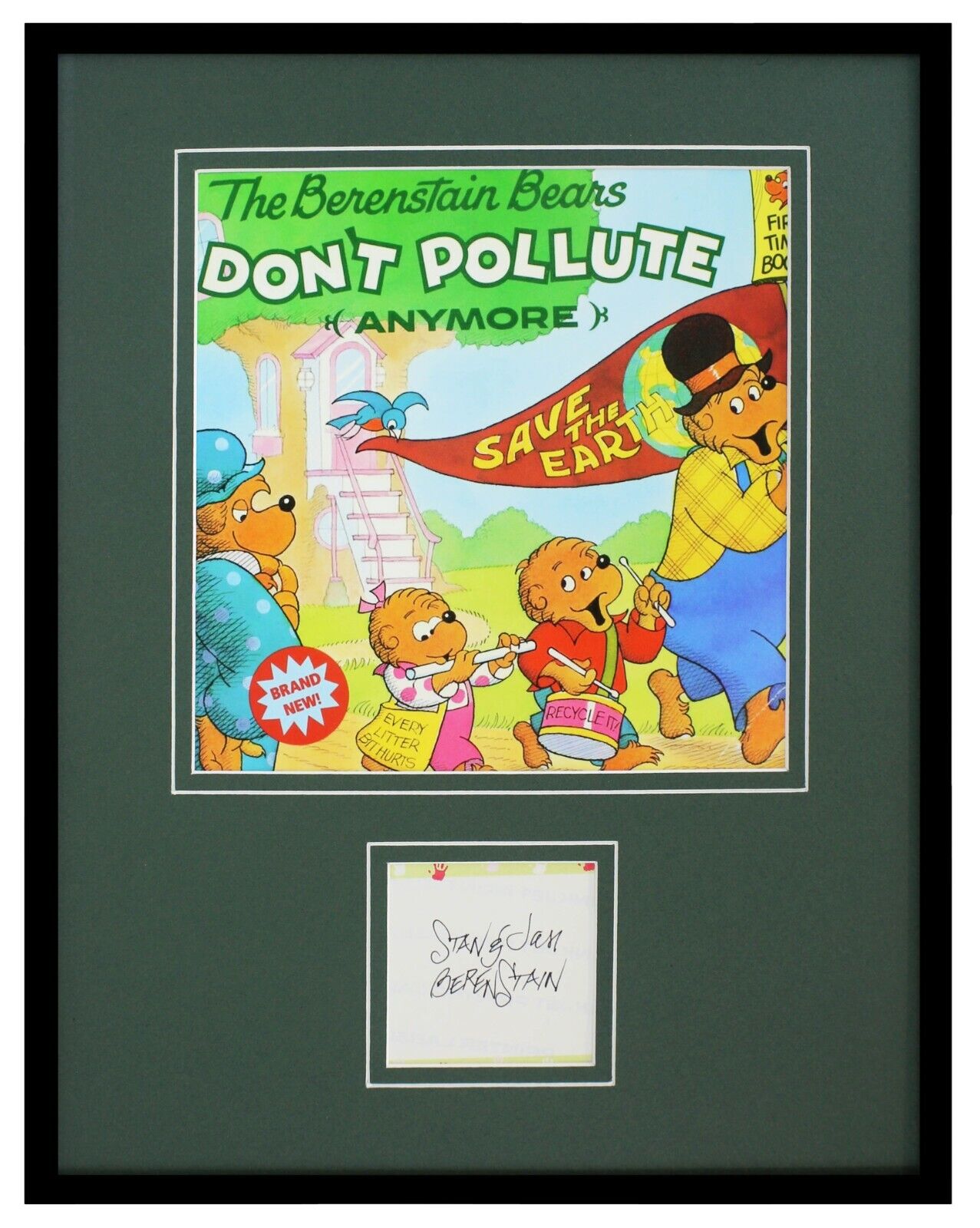 Stan & Jan Berenstain Bears Dual Signed Framed 11x14 Photo Display Don't Pollute