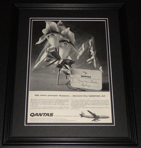 1959 Quantas Airlines Jet 11x14 Framed ORIGINAL Vintage Advertisement Poster