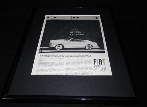 1960 Fiat Spider Framed 11x14 ORIGINAL Vintage Advertisement