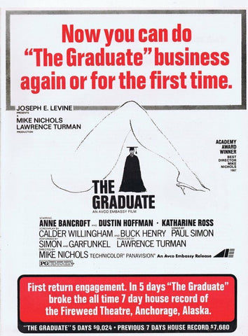 The Graduate 1972 ORIGINAL Vintage 9x12 Industry Ad Dustin Hoffman Anne Bancroft