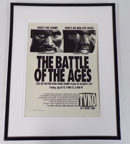 1991 Evander Holyfield vs George Foreman Framed 11x14 ORIGINAL Advertisement