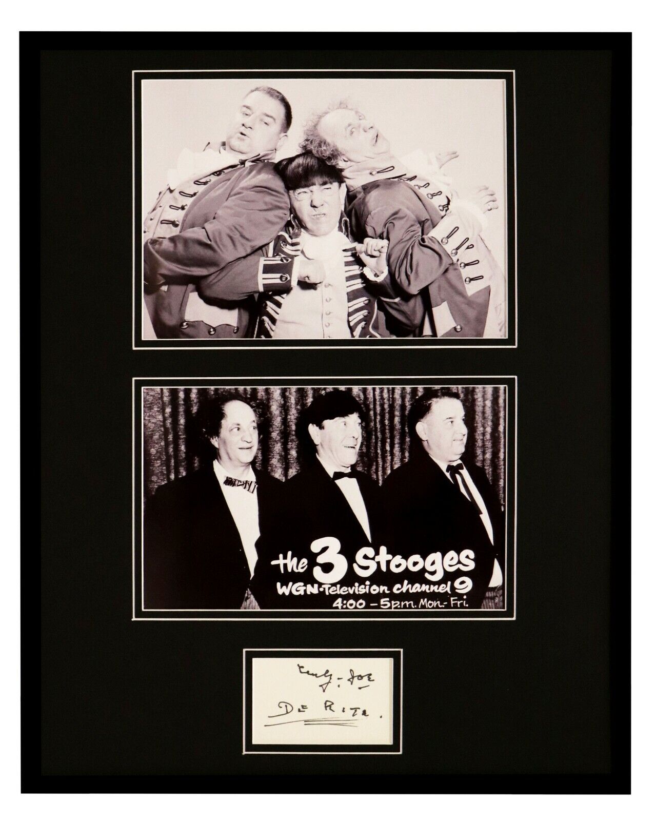 Curly Joe DeRita Signed Framed 16x20 Photo Set Three Stooges