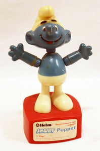 VINTAGE Helm Wallace Berrie Smurfs Puppet Figure Red Base Peyo