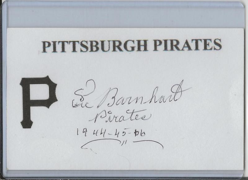 Vic Barnhart Signed 3x5 Index Card JSA Pirates