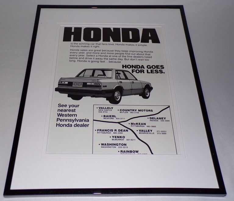 1983 Western Pennsylvania Honda 11x14 Framed ORIGINAL Advertisement 