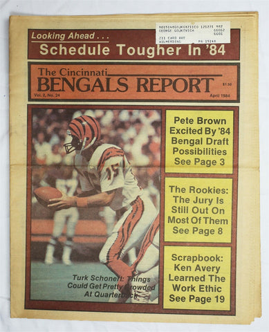  VINTAGE Apr 1984 Cincinnati Bengals Report Magazine Turk Schonert