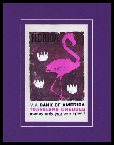 1960 Florida / Bank of America Framed 11x14 ORIGINAL Vintage Advertisement