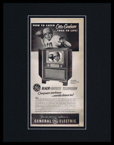 Otto Graham 1951 General Electric TV 11x14 Framed ORIGINAL Advertisement 