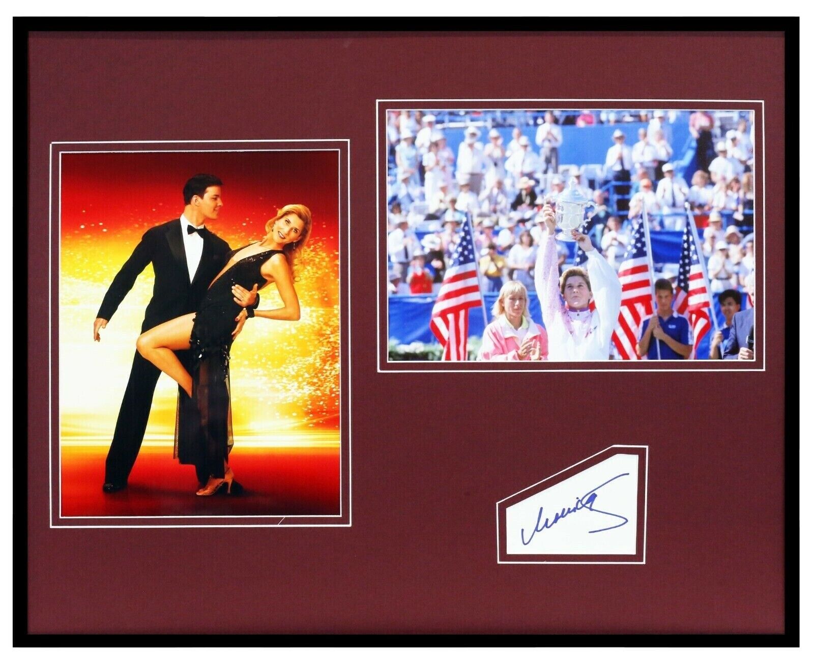 Monica Seles Signed Framed 16x20 Photo Display JSA DWTS