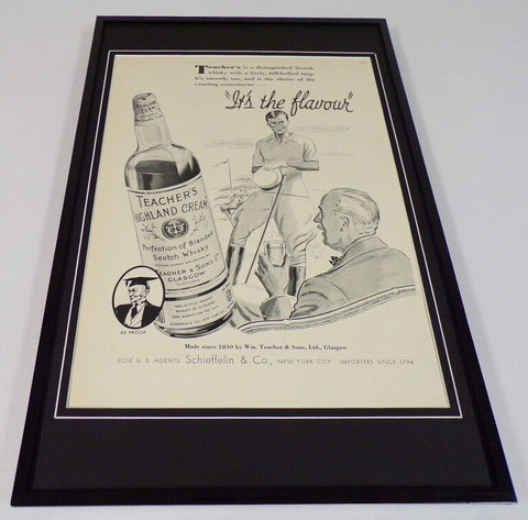 1937 Teacher's Cream Whiskey Framed 11x17 ORIGINAL Vintage Advertising Poster