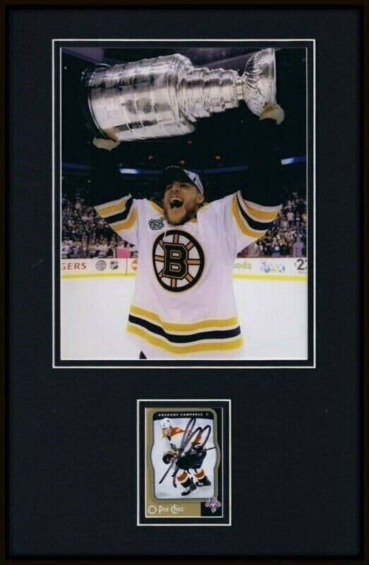 Gregory Campbell Signed Framed 11x17 Photo Display Bruins Stanley Cup