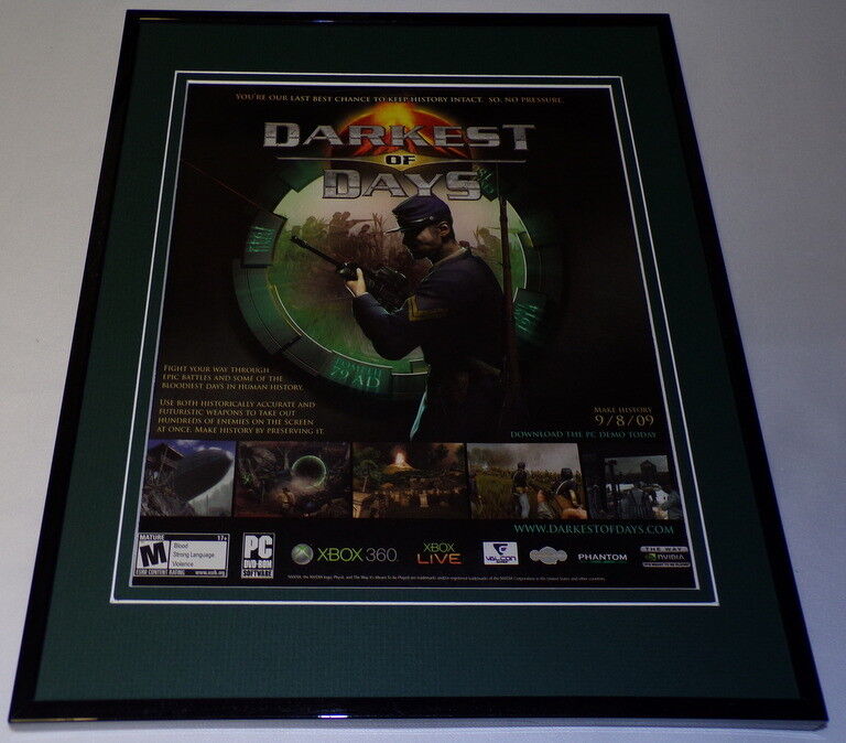 Darkest of Days 2009 XBox Framed 11x14 ORIGINAL Advertisement