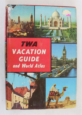 VINTAGE 1956 TWA Airlines Vacation Guide & World Atlas Hardcover Book 