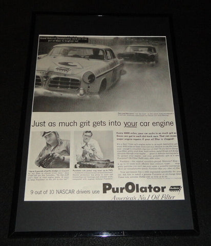 1955 Purolator Oil Filter Framed 11x17 ORIGINAL Advertising Display B