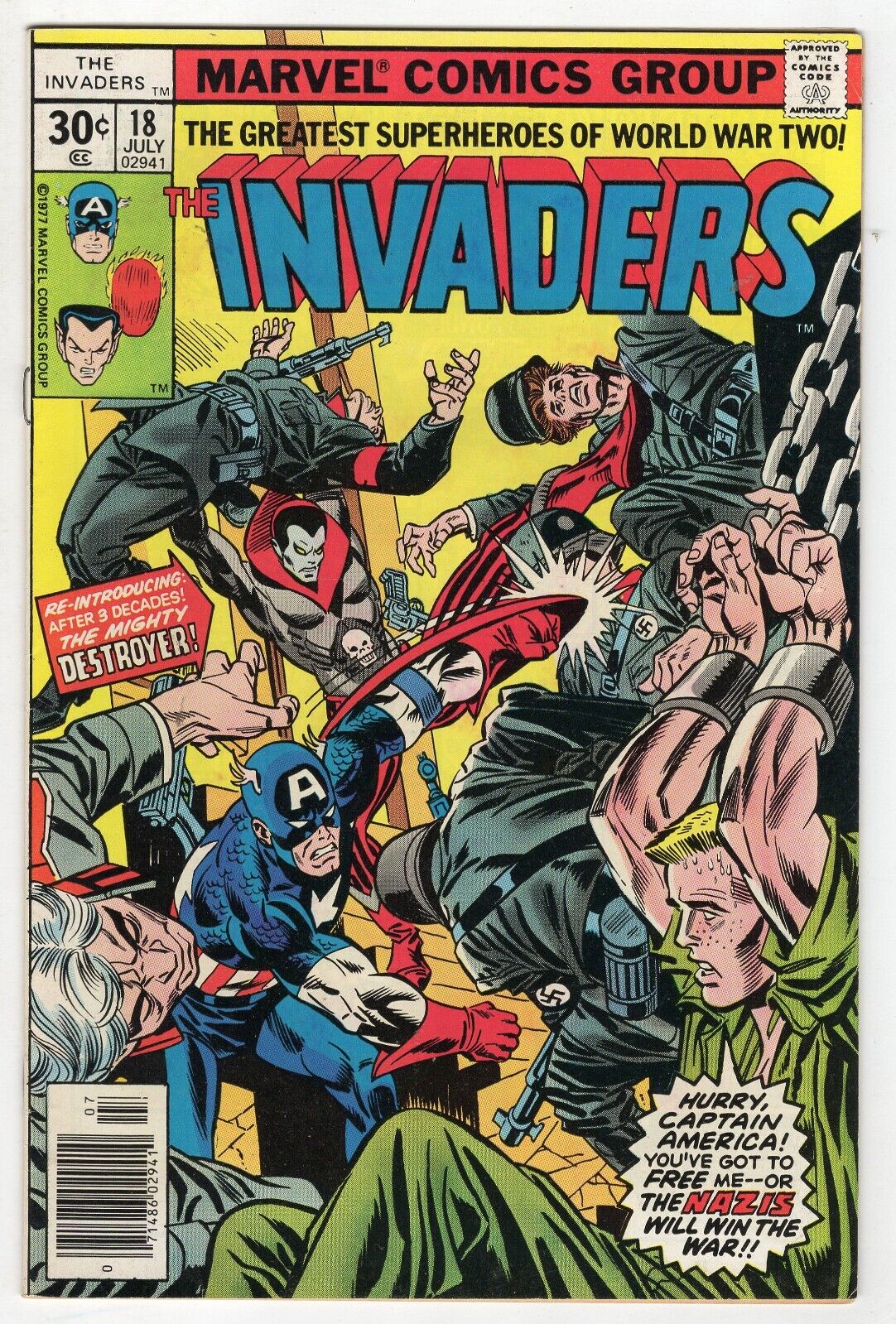 Invaders #18 VINTAGE 1977 Marvel Comics