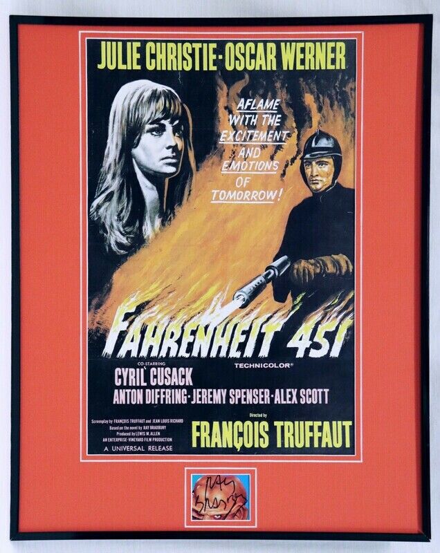 Ray Bradbury Signed Framed 16x20 Fahrenheit 451 Poster Display JSA