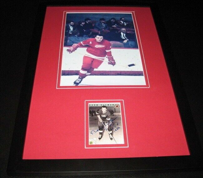 Norm Ullman Signed Framed 11x17 Photo Display Detroit Red Wings