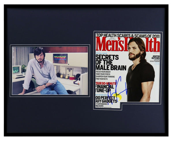 Ashton Kutcher Signed Framed 16x20 Men's Health Cover + Photo Display Jobs