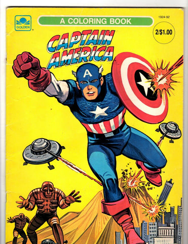 VINTAGE 1990 Marvel Golden Captain America Coloring Book (14/24 pages colored)