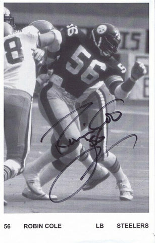 Robin Cole Signed 5.5x8.5" Paperstock Photo Steelers