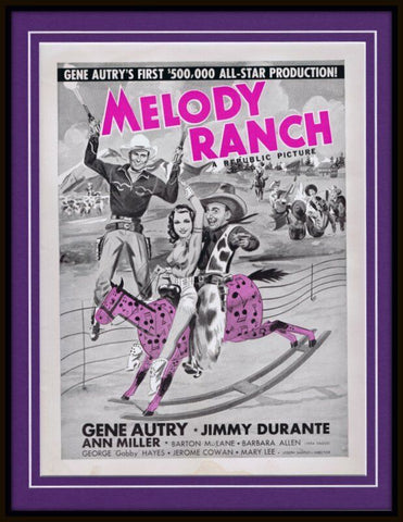 ORIGINAL Vintage 1940 Gene Autry Melody Ranch 11x14 Framed Advertisement  