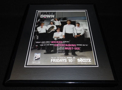 Party Down 2010 Starz Framed 11x14 ORIGINAL Advertisement Adam Scott / L Caplan