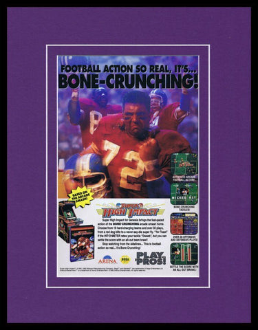 Super High Impact Football 1992 Sega 11x14 Framed ORIGINAL Vintage Advertisement