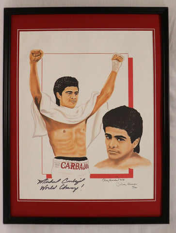 Michael Carbajal Signed Framed 16x20 Lithograph 1990 Rudy Edwards 95/1000