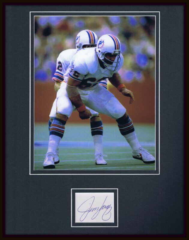 Jim Langer Signed Framed 11x14 Photo Display Dolphins