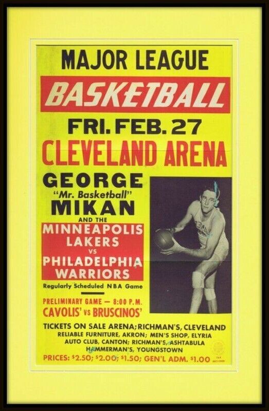 Lakers vs Warriors George Mikan Framed 11x17 Official Repro Poster Display 