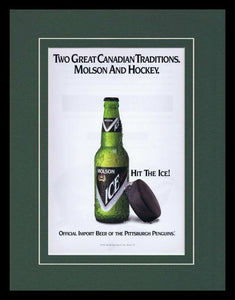 1995 Molson Ice Beer / Pittsburgh Penguins Framed 11x14 ORIGINAL Advertisement 