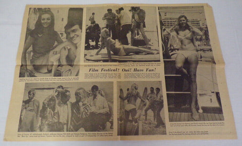 ORIGINAL Vintage 1967 NY Sunday News Cannes Film Festival Foldout Claudine Auger