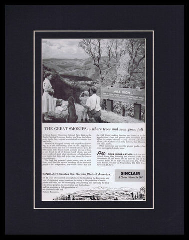 1955 Sinclair Oil / Great Smokies Framed 11x14 ORIGINAL Vintage Advertisement