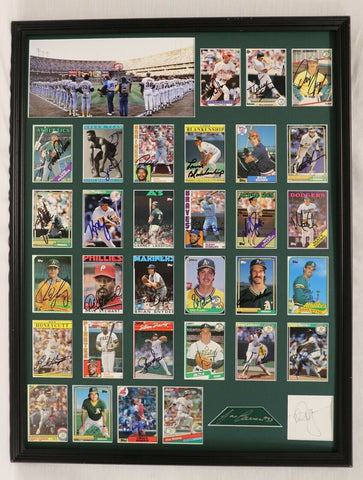 1989 Oakland A's Team Signed Framed 18x24 Photo Display JSA McGwire Canseco