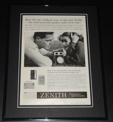 1959 Zenith Pocket Radio 11x14 Framed ORIGINAL Vintage Advertisement