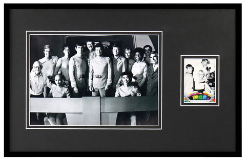 Gene Roddenberry Framed 11x17 Vintage Topps Card + Star Trek Cast Photo Display