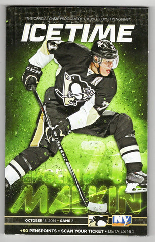 VINTAGE Oct 18 2014 Pittsburgh Penguins NY Islanders Program Hornqvist 2 Goals