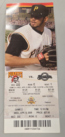 Apr 6 2005 Brewers @ Pirates Ticket Carlos Lee 4 RBI