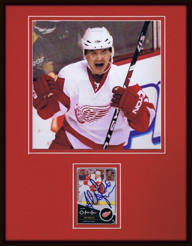 Jiri Hudler Signed Framed 11x14 Photo Display Red Wings