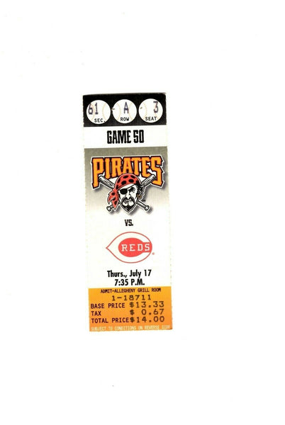 July 17 1997 Cincinnati Reds @ Pittsburgh Pirates Ticket Hal Morris 5 RBI