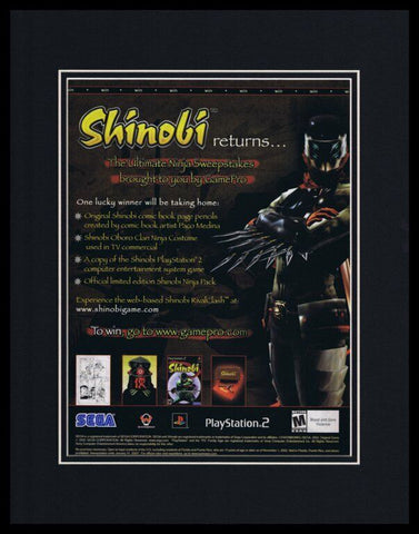 Shinobi 2003 PS2 Sega Framed 11x14 ORIGINAL Advertisement