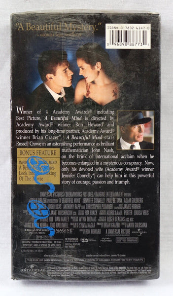 A Beautiful Mind VINTAGE SEALED VHS Cassette Russell Crowe