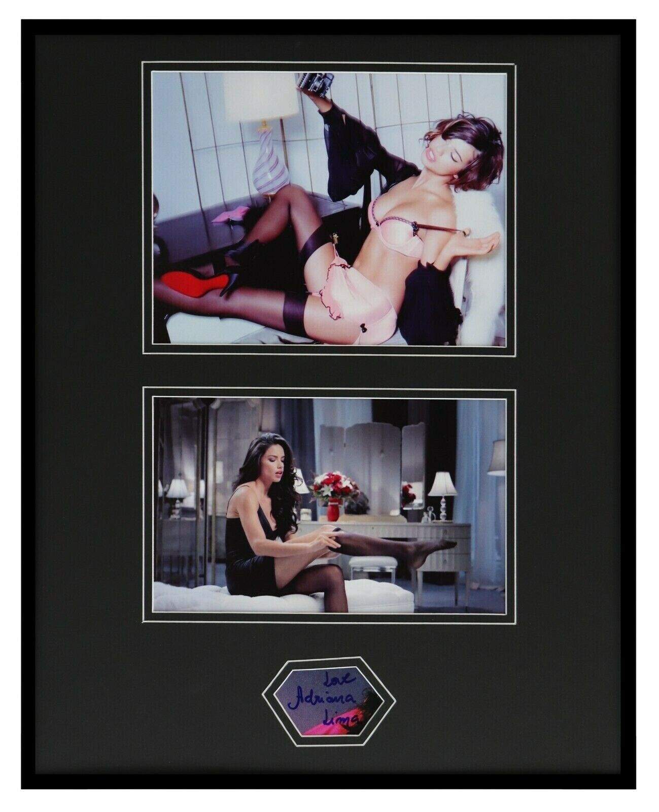 Adriana Lima Signed Framed 16x20 Stockings Lingerie Photo Display