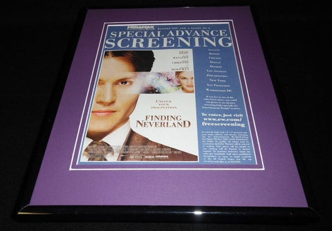 Finding Neverland 2004 Framed 11x14 ORIGINAL Vintage Advertisement Johnny Depp