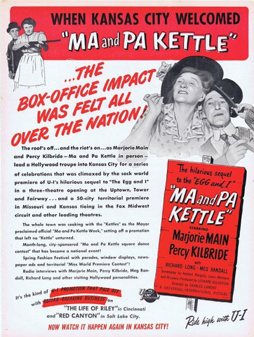 Ma and Pa Kettle 1949 ORIGINAL Vintage 9x12 Industry Ad Marjorie Main